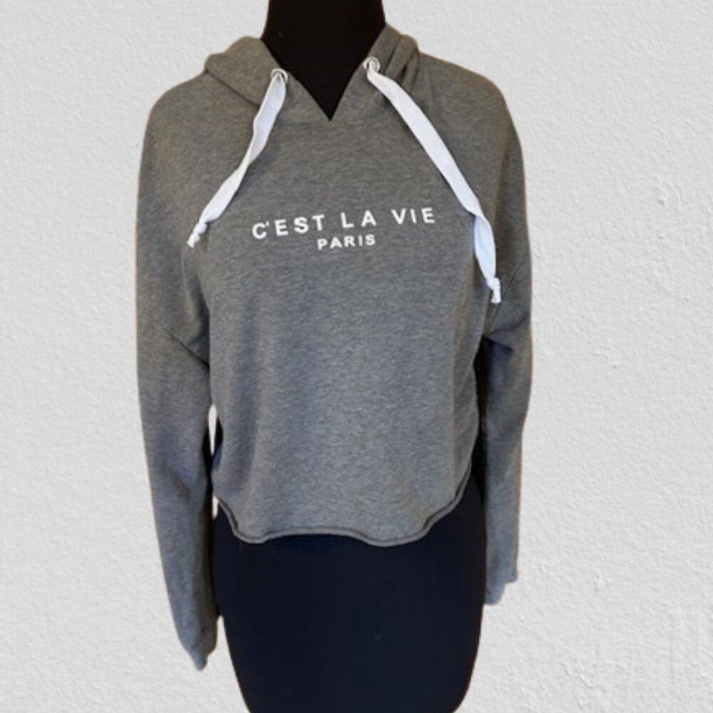 C'EST LA VIE Paris Crop Top Hoodie 4588 Medium